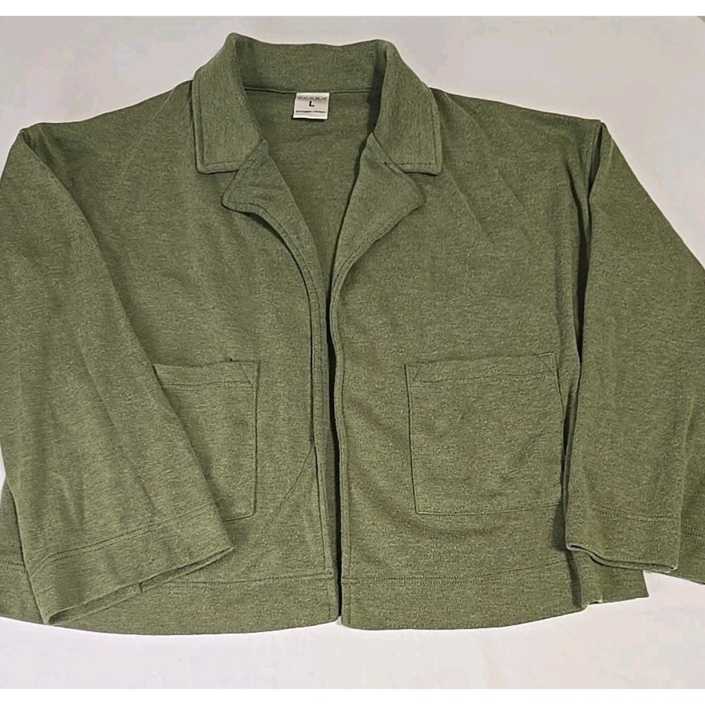 Serra Sage Green Open Front Coatigan Jacket‎ Women's Large Pockets